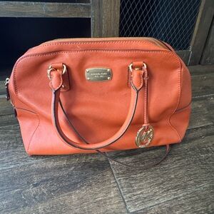 Michael Kors Orange Satchel with Gold Accents